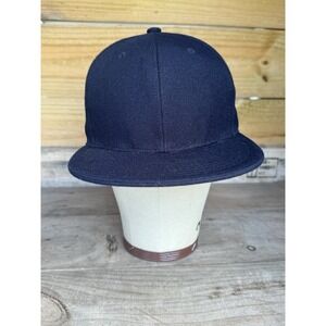 Original Plain Fitted Caps Flat Bill Hats [[ Hatco ]] Solid Black Size 7‎